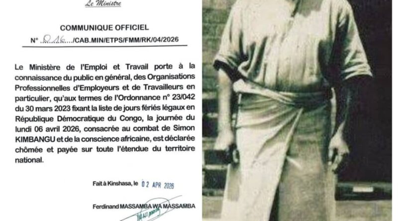 RDC : le 6 avril 2026 déclaré jour férié en hommage à Simon Kimbangu